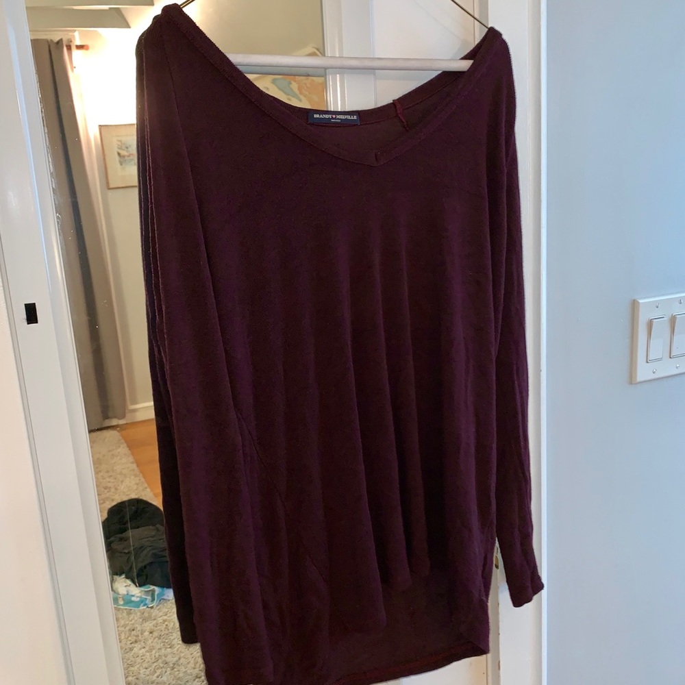 Maroon V-Neck Loose Comfy Sweater